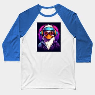 Cute Cool Cartoon Duck Listen To a Relax Music Baseball T-Shirt